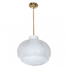 Brass pendant with ovoid lattimo glass shade